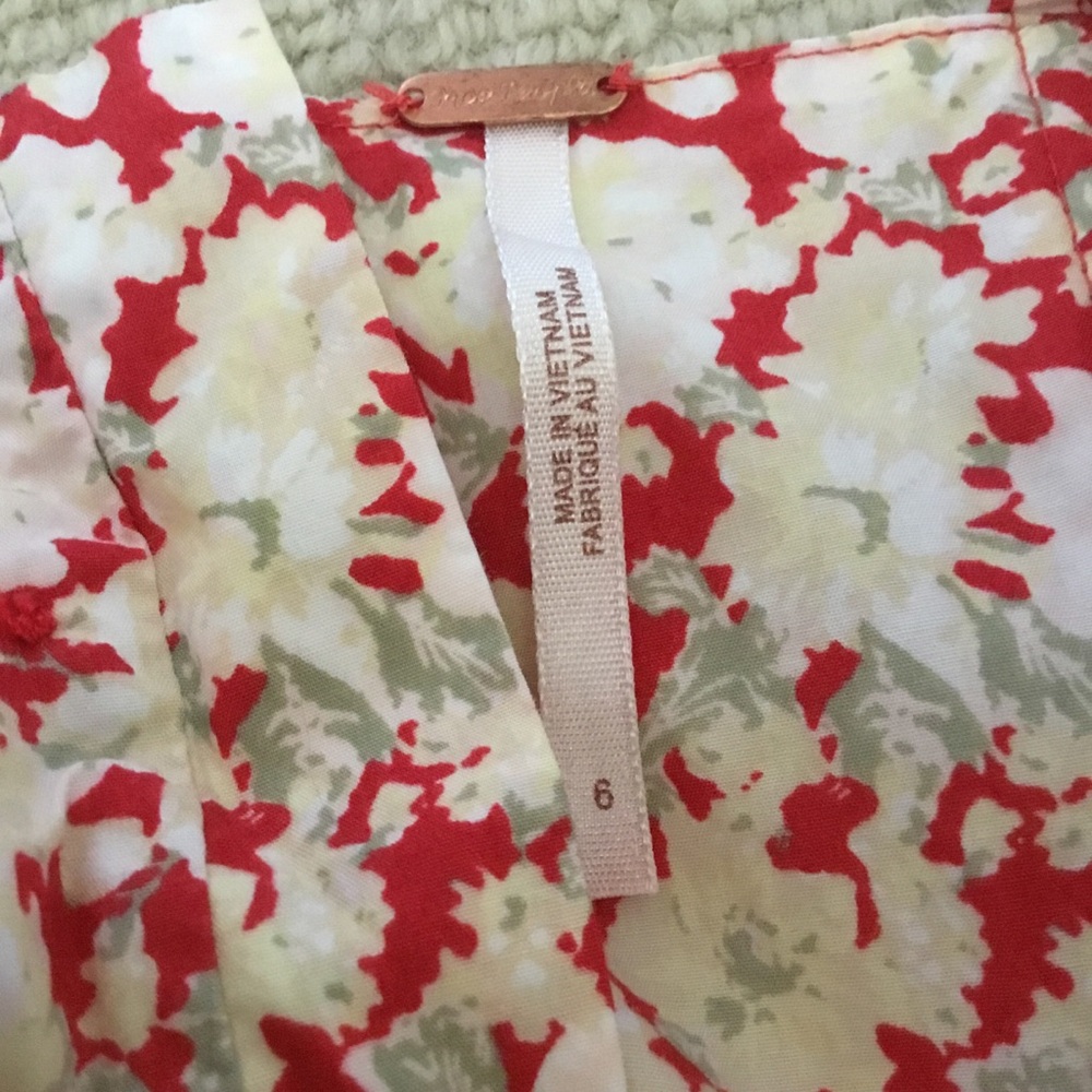 Free People She’s A Dream Red & Cream Floral Midi Dress - sz 6 - Picture 14 of 14
